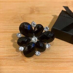 Dramatic Black Floral Costume Ring